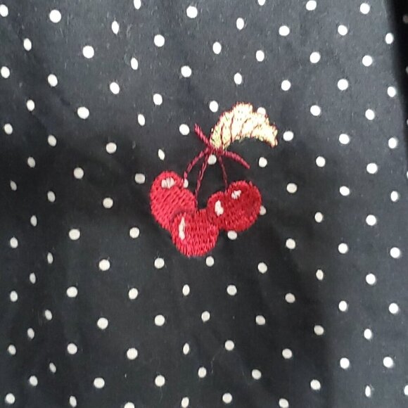 Nick & Nora Sleepwear Shorts Sz S Cherries Polka Dots Pj Boxers Sleep Black Red - Picture 2 of 6